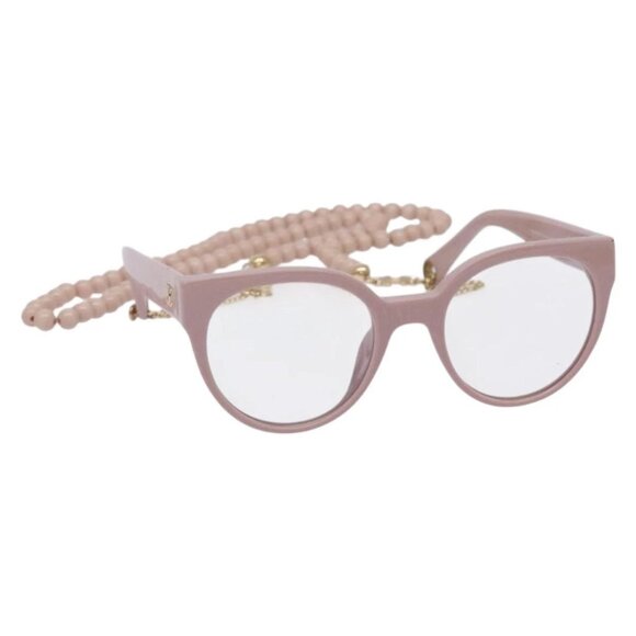 CHANEL COCO Mark Ball Chain Strap Glasses Plastic Pink CC Auth BA4089 - Picture 12 of 15